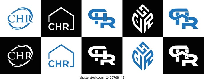 CHR logo. C H R design. White CHR letter. CHR, C H R letter logo design. Initial letter CHR linked circle uppercase monogram logo.