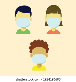 chracter people wearing medical masks. human protection from pneumonia outbreak. Coronavirus epidemic concept. Vector illustration