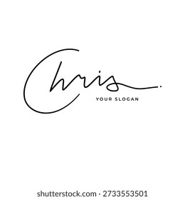 Chris name signature logo vector design
