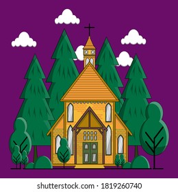 Christisches Kirchengebäude mit flachem Design