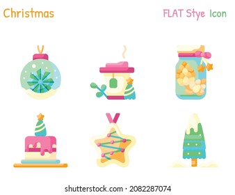 Chrismas. The 6 icon are FLAT style.