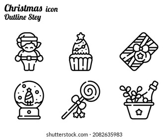 Navidad. El icono 6 es el estilo expandido de contorno.