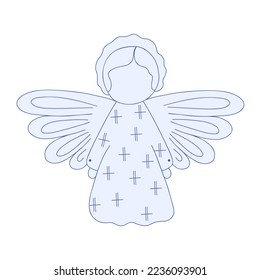 Chrismas angel simple cartoon hand drawn illustration, winter holidays celebration decor element for poster, greeting card, invitation
