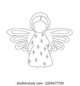 Chrismas angel simple outline hand drawn illustration, winter holidays celebration decor element