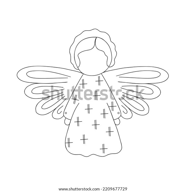 Chrismas Angel Simple Outline Hand Drawn Stock Vector (Royalty Free ...