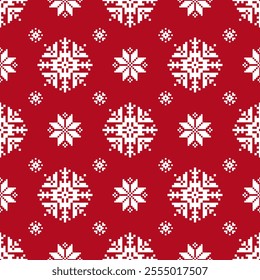 Chrismas Art Abstract with Floral Pixel Designs. Geometric Ethnic Pattern, Embroidery, Textile Ornamental, Fabric, Hand Stitch Pattern, Cultural Stitching Pixel Art