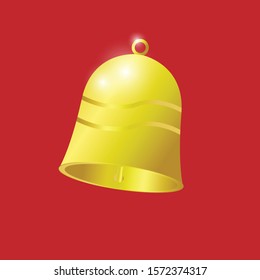 Chrismas Bell On Red Background
