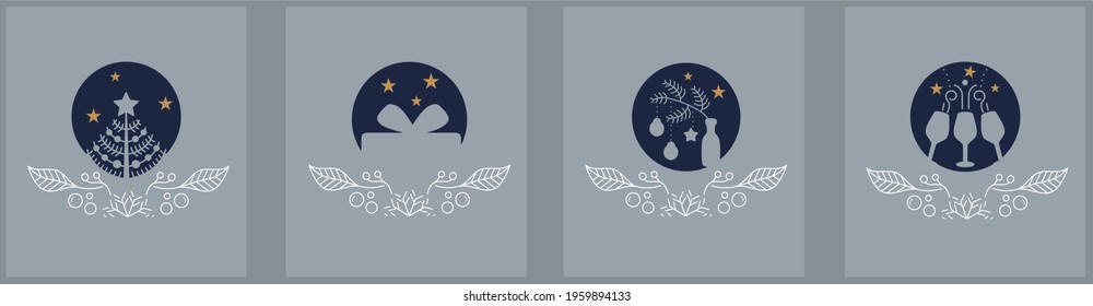 Chrismas card with tree balls and festive symbols decoration vector illustration