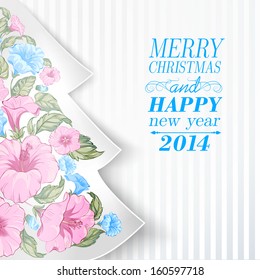 Chrismas fir tree from flowers. Vector illustration.