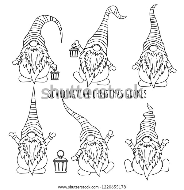 Download Chrismas Gnomes Collection Coloring Isolated Items Stock ...