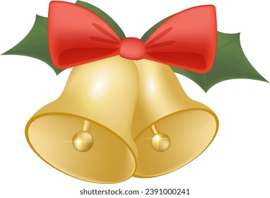 chrismas gold  bell decoration element for red ribbon 