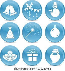 chrismas icons on blue balls