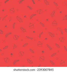 Chrismas Ornamental seamless pattern of simple hand drawn doodle elements and icons