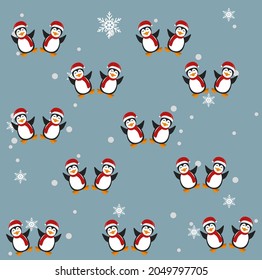 Chrismas Penguin pattern background Vector