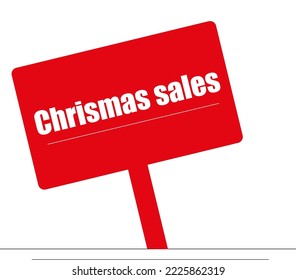 Chrismas sales plate in red color with white background. Vector image.