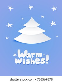 Chrismas tree and lettering with wishes