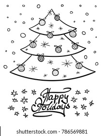 Chrismas tree and lettering with wishes