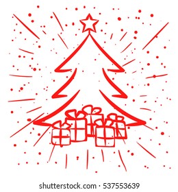 chrismas tree, merry christmas and happy new year