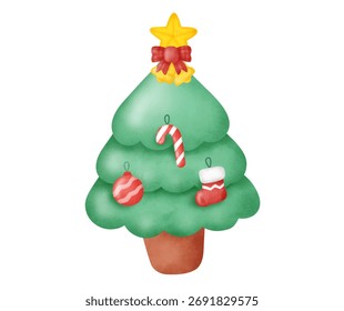 Árvore de Natal com estrela no topo da árvore