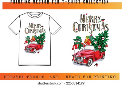 Chrismas Vector for T-shirt printing, T-shirt Vector Printing Design, Vector Illustration for Tee  printing, updated printing for Tee, new print vector for T-shirt