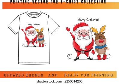 Chrismas Vector for T-shirt printing, T-shirt Vector Printing Design, Vector Illustration for Tee  printing, updated printing for Tee, new print vector for T-shirt