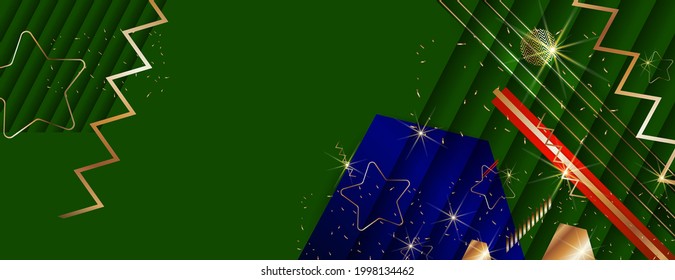 Chrismas winter background is a dark color with golden sling elements and firecrackers. Convenient simple background for banner, web or invitation. Stock vector graphics