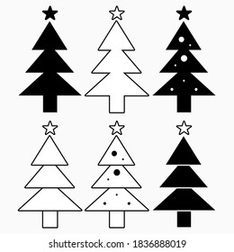 chrismast tree icon or logo isolated sign symbol vector illustration, high quality black and white style vector icons, perfect  for promotion product winter

