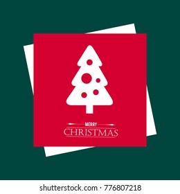 Chrismtas card with red background and tree