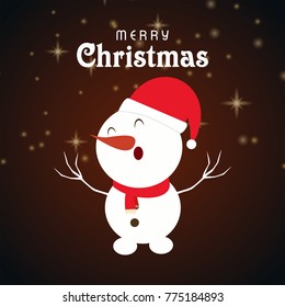Chrismtas card with snow man and glitters
