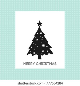 Chrismtas Card With Tree And Pattern Background