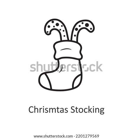Chrismtas Stocking vector outline Icon Design illustration. Holiday Symbol on White background EPS 10 File