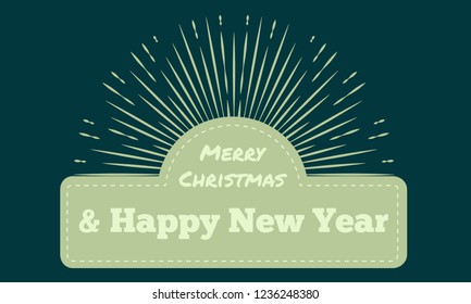 Chrismtas typographic label with sunburst. Vector illustration.