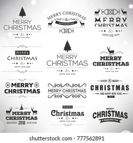 Chrismtas typographic sets black