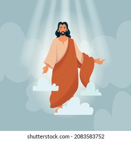 Christ bible story composition jesus comes down from heaven in the sunlight vector illustration