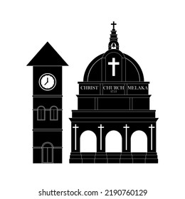 Christ church malacca building icon, Christ chrurch malacca vector building vector sign symbol