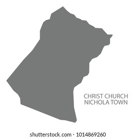 Christ Church Nichola Town map grey illustration silhouette shape