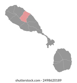 Christ Church Nichola Town Parish map, Saint Kitts and Nevis.