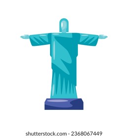 christ corcovado in brazil icon isolated