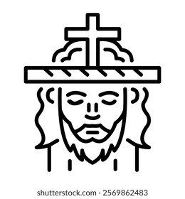 Christ face icon in linear style 