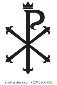 Christ Greek Symbol, Chi-Rho Catholic Logo Ink