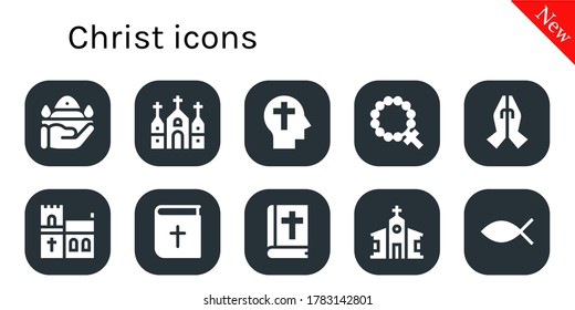 conjunto de iconos de cristales. 10 íconos llenos de cristianos. Incluidos: Rezo, Iglesia, Fe, Rosario, Oración, Biblia, Iconos Cristianos