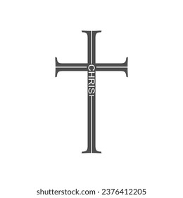 Christ name in the shape of a cross. Christian, religious and church typography concept. Design with christian icon religion.