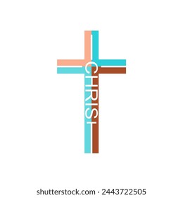 Christ name in the shape of a cross. Christian, religious and church typography concept. Design with christian icon religion.