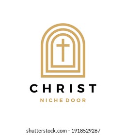 christ niche door logo vector icon illustration