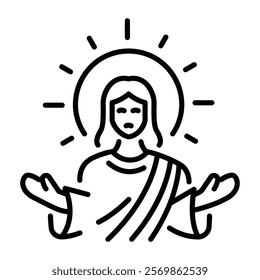 Christ Pantocrator icon in linear style