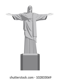 Christ Redeemer Isolated Over White Background. Vector Illustration