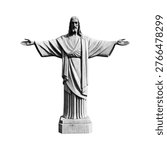 Christ the Redeemer statue, Rio de Janeiro landmark. Black vector illustration of famous monument, religion, travel destination and cultural symbol.