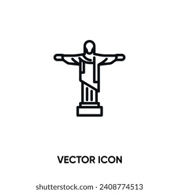 Christ the redeemer vector icon . Modern, simple flat vector illustration for website or mobile app. Brasil symbol, logo illustration. Pixel perfect vector graphics svg