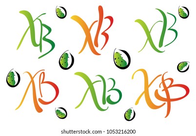 Christ is risen. Abbreviation in Russian. Modern Brush Lettering. Calligraphy for greeting Card. Vector set