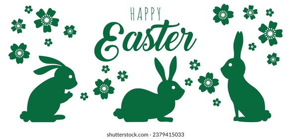 Christ is Risen.  Easter bunny. Greeting card. Vector on white background.